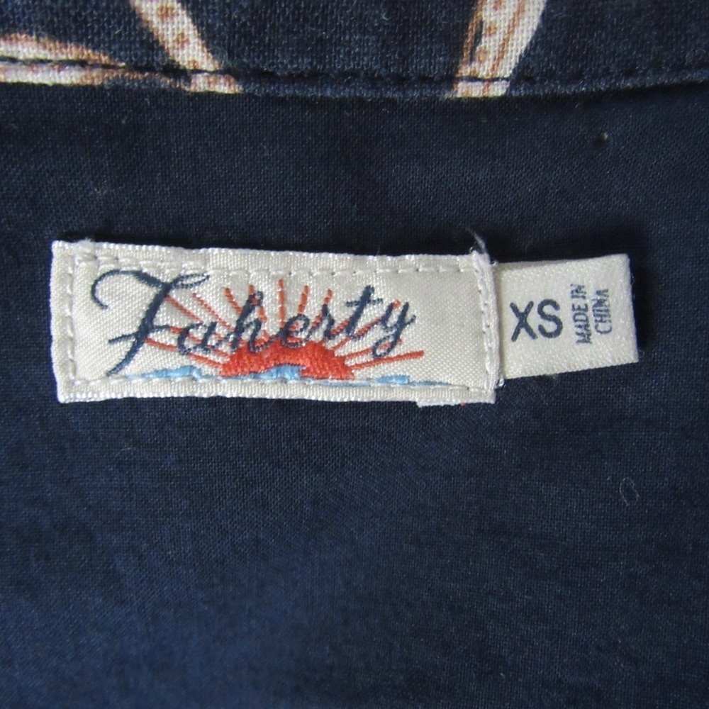 Faherty Savoie Floral Jumpsuit Linen Blend Navy Long Sleeve XS Drawcord Comfort - Picture 12 of 12